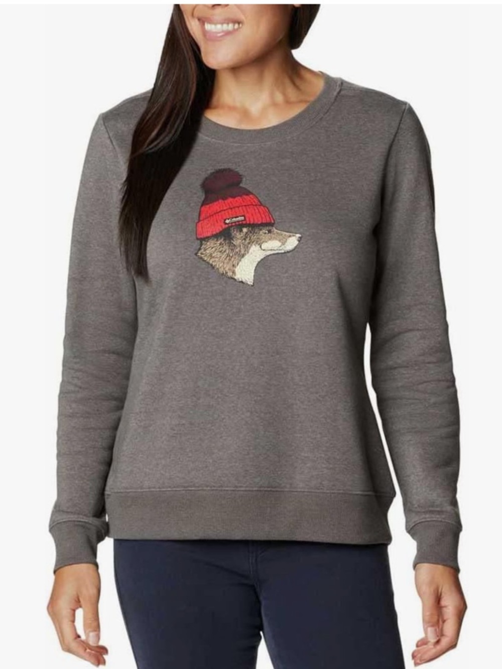 Columbia Women’s Hart Mountain II Crew Sweatshirt – Grey (Fox Graphic) woman’s M